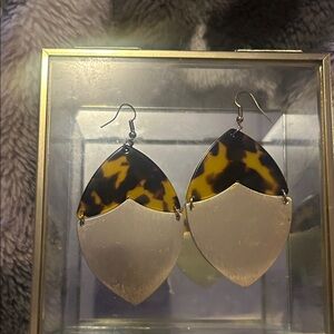 Aldo Tortoiseshell and Gold Leaf Earrings